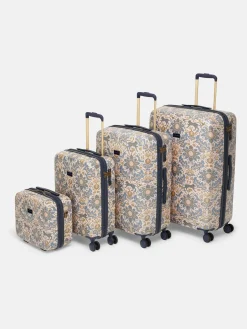 Damask Print Large Four Wheel Hard Shell Suitcase