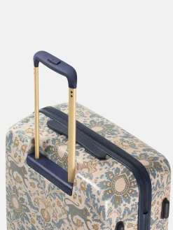 Damask Print Large Four Wheel Hard Shell Suitcase