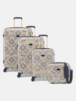 Damask Print Medium Four Wheel Hard Shell Suitcase