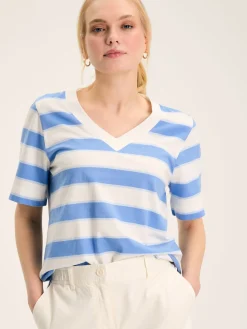 Darcey Blue Stripe V-Neck T-Shirt