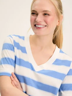 Darcey Blue Stripe V-Neck T-Shirt