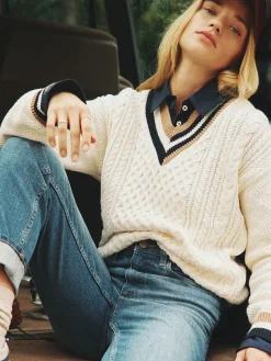 Dawson Cream Cable Knit Cricket Jumper