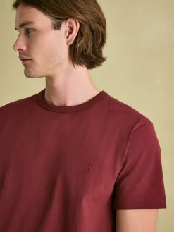 Denton Burgundy Heavyweight Jersey 100% Cotton Crew Neck T-Shirt