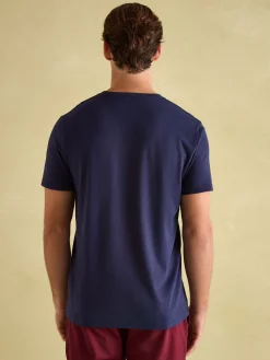 Denton Navy Blue Lightweight Jersey 100% Cotton Crew Neck T-Shirt