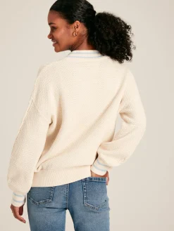 Dibbly Cream & Blue Cable Knit Cricket Jumper