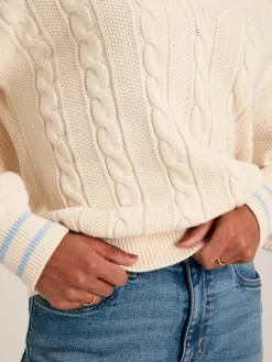 Dibbly Cream & Blue Cable Knit Cricket Jumper