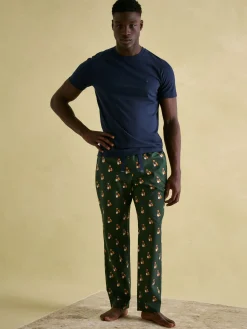 Dozer Green Cotton Pyjama Bottoms