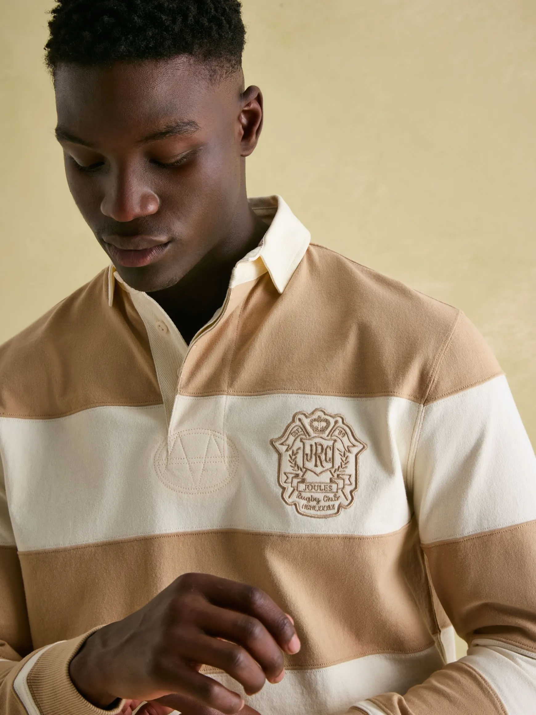 Edgeford Cream Embellished Cut And Sew Rugby Shirt