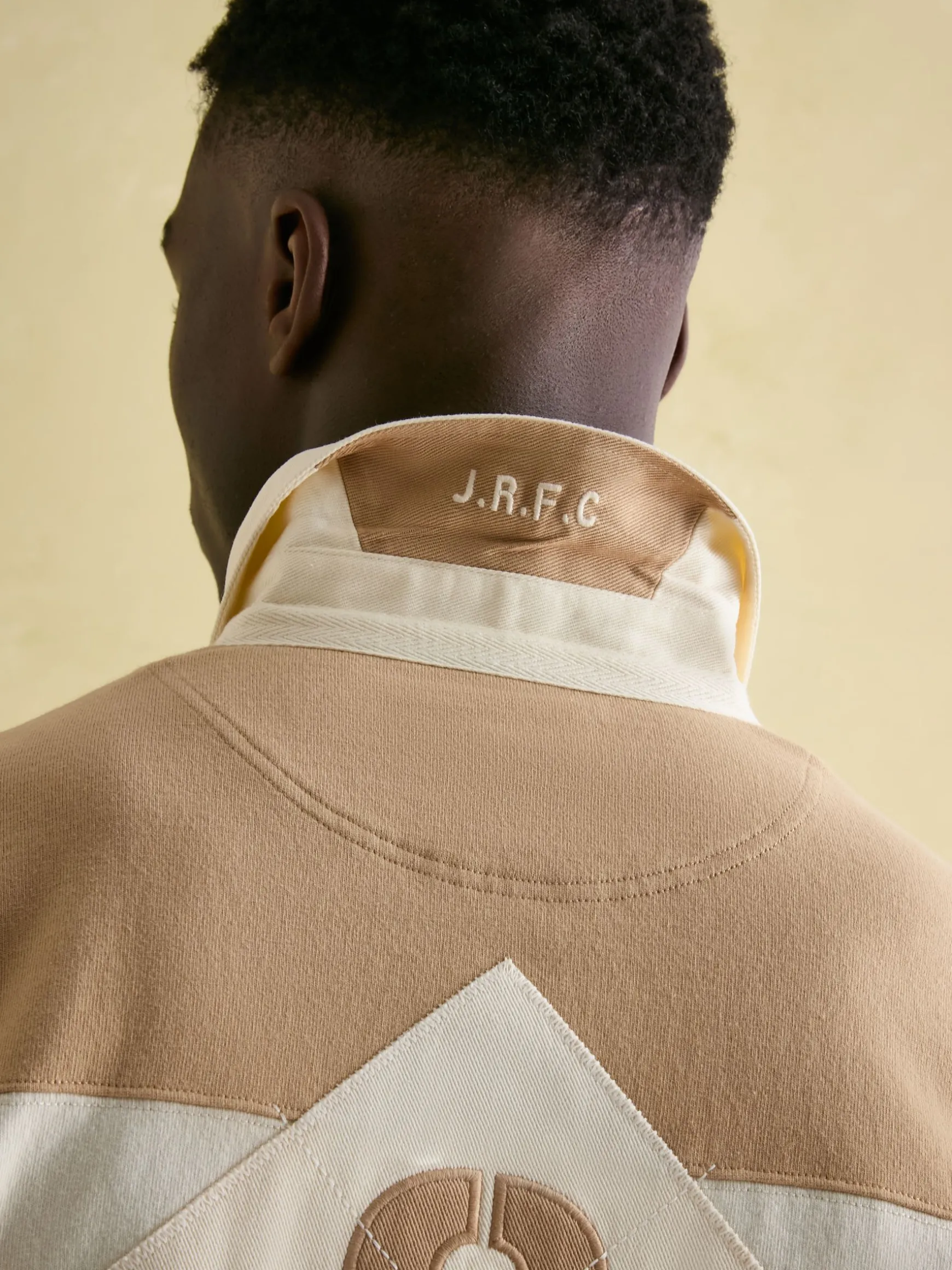 Edgeford Cream Embellished Cut And Sew Rugby Shirt