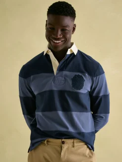 Edgeford Navy Embellished Cut And Sew Rugby Shirt