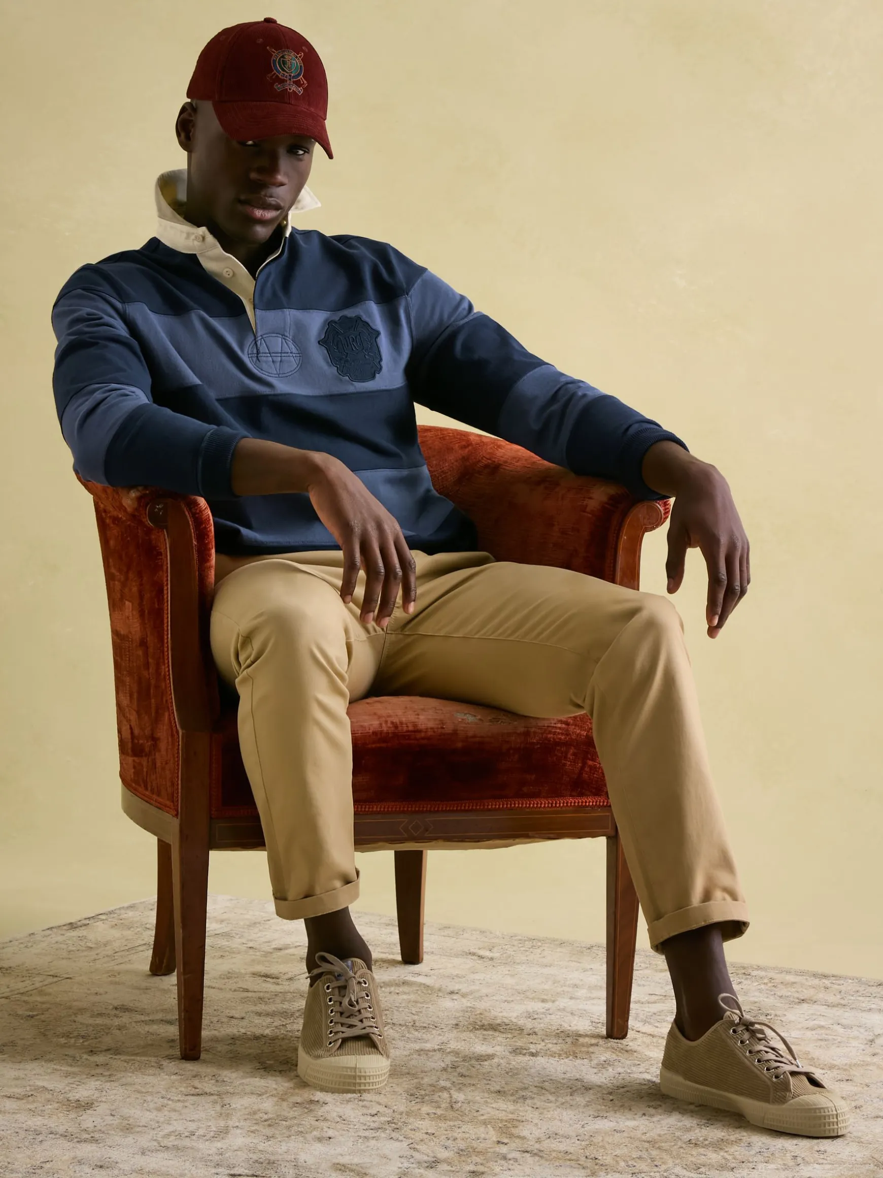 Edgeford Navy Embellished Cut And Sew Rugby Shirt