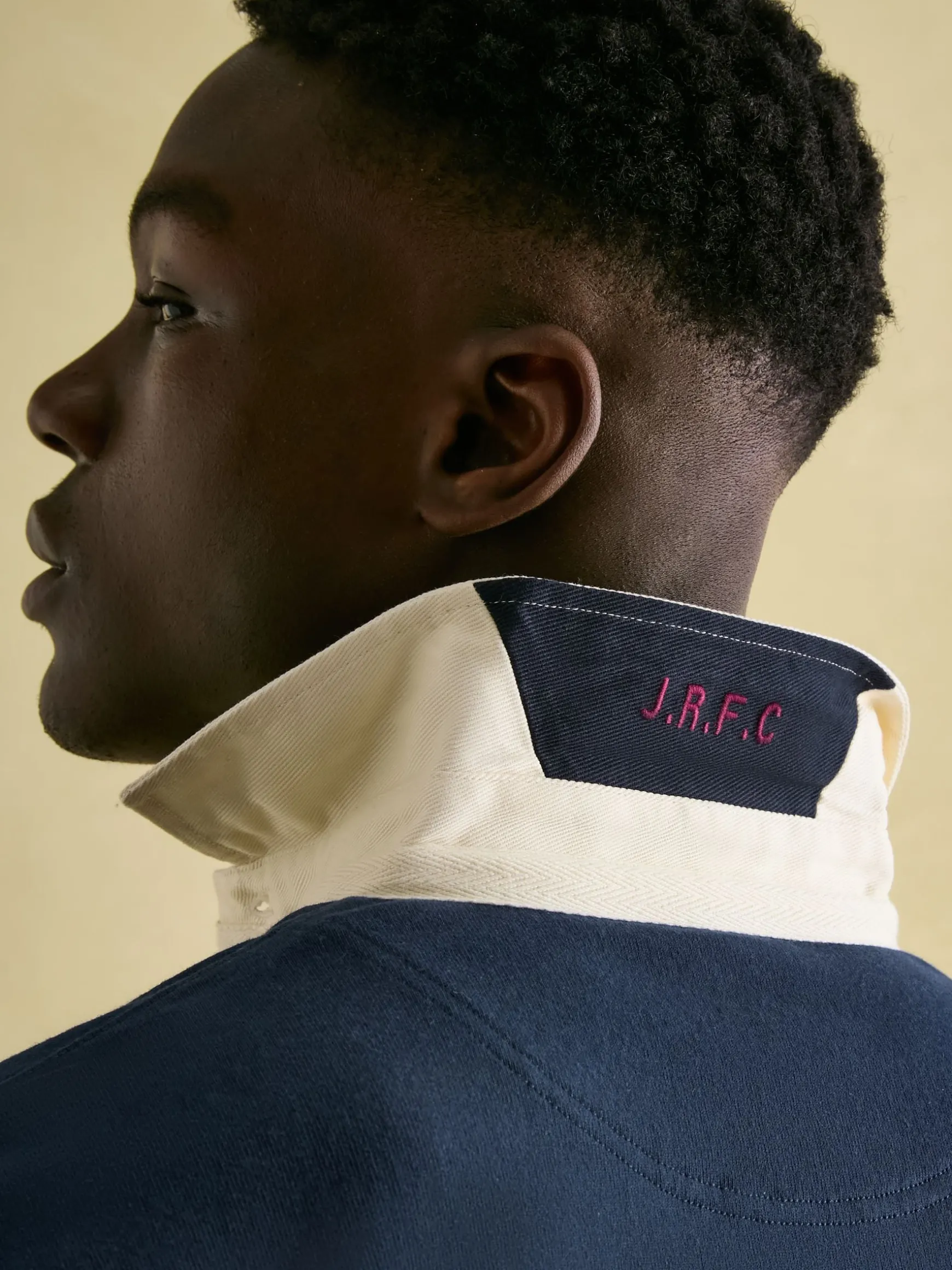 Edgeford Navy Embellished Cut And Sew Rugby Shirt