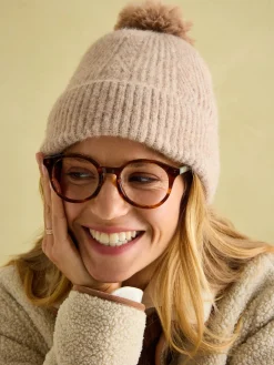 Effie Camel Knitted Bobble Hat