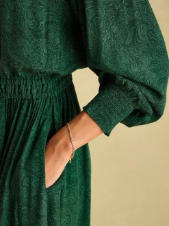 Elena Green Paisley Button Down Maxi Dress