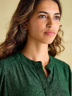 Elena Green Paisley Button Down Maxi Dress