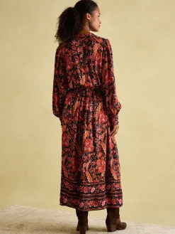 Elena Navy Floral Button Down Maxi Dress
