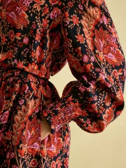 Elena Navy Floral Button Down Maxi Dress