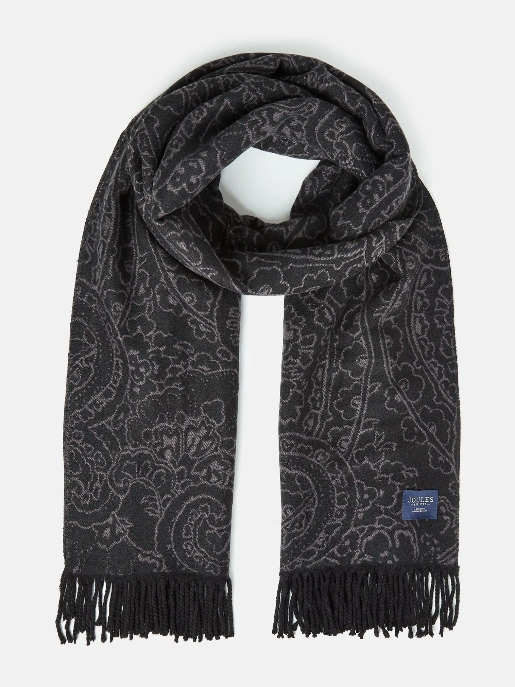 Elissa Black & Grey Double-Sided Jacquard Scarf