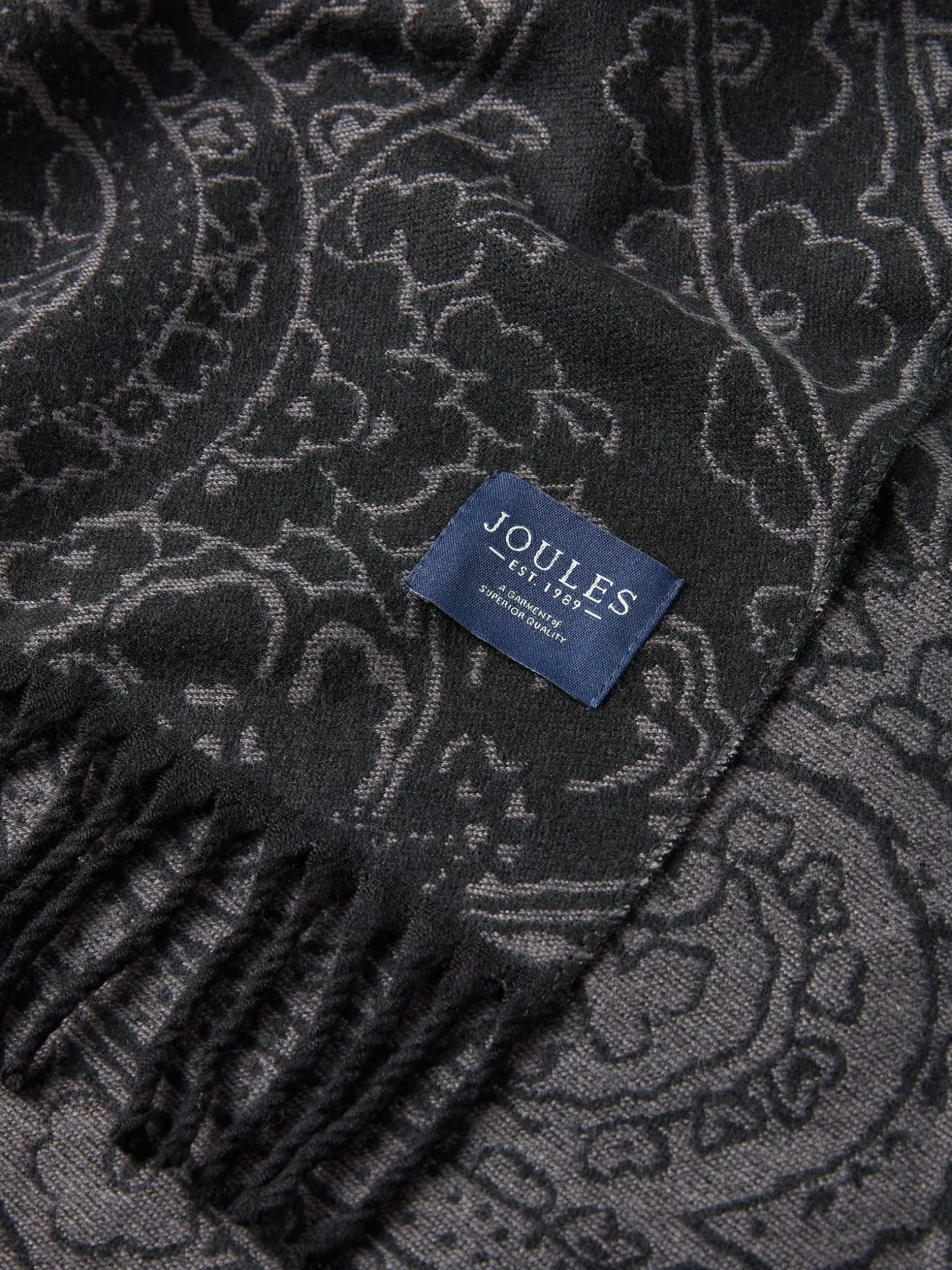Elissa Black & Grey Double-Sided Jacquard Scarf