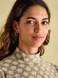 Elizabeth Green Floral High Neck Jersey Top