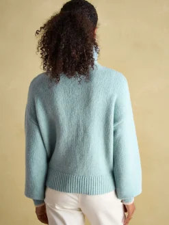 Elmore Blue Knitted Quarter Zip Jumper