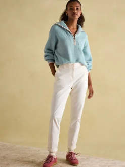 Elmore Blue Knitted Quarter Zip Jumper