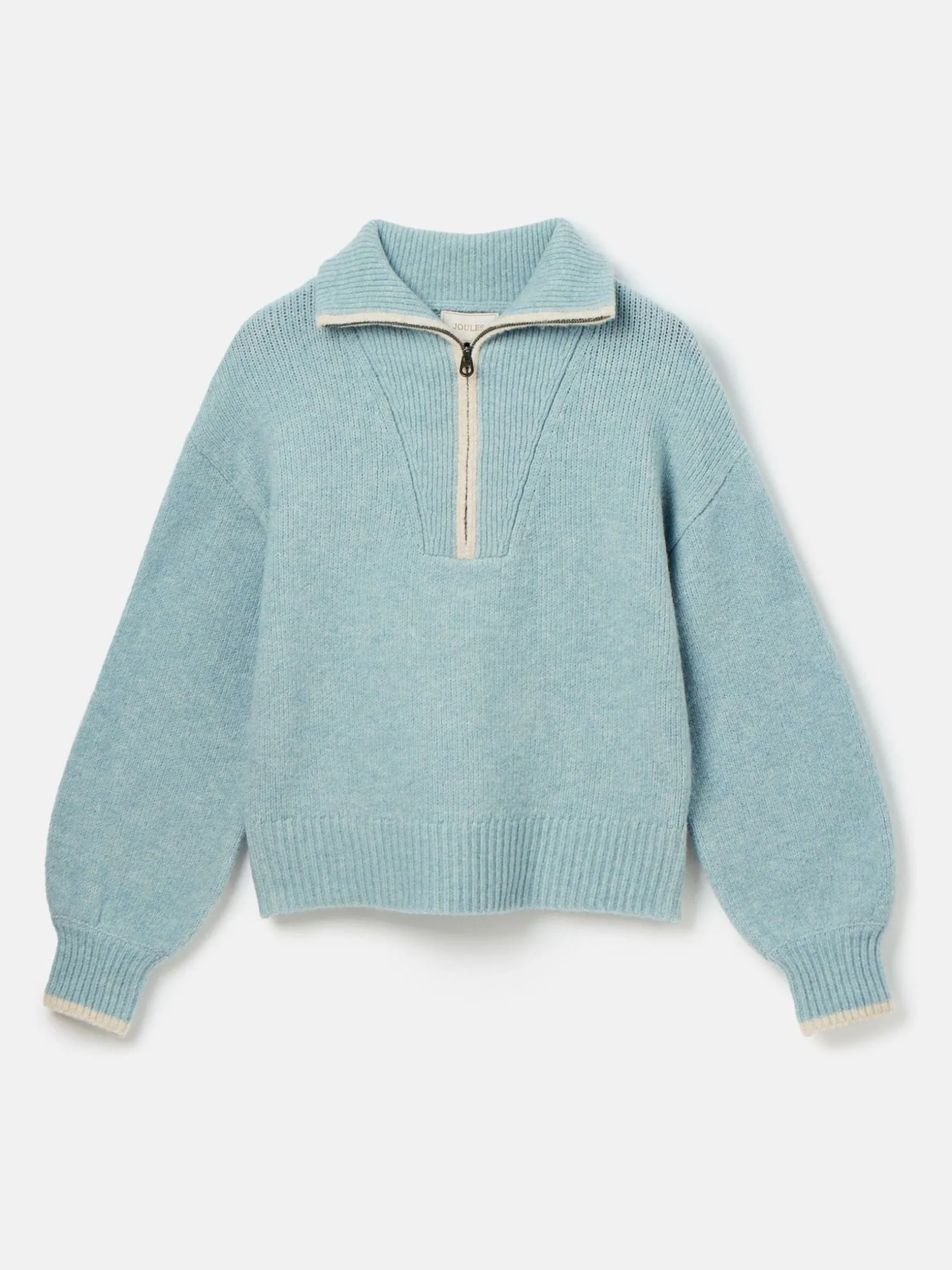 Elmore Blue Knitted Quarter Zip Jumper