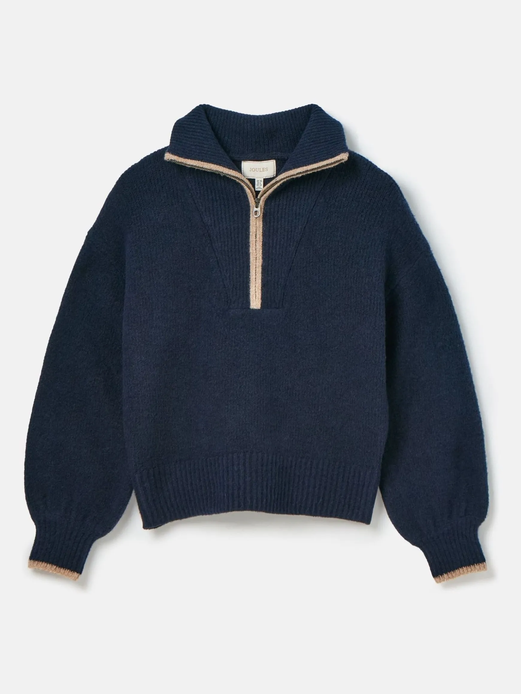 Elmore Navy Knitted Quarter Zip Jumper