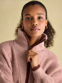 Elmore Pink Knitted Quarter Zip Jumper