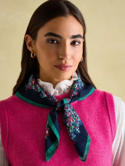 Elsie Multi Navy Printed Lightweight Square Scarf