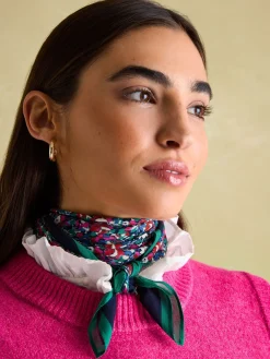 Elsie Multi Navy Printed Lightweight Square Scarf