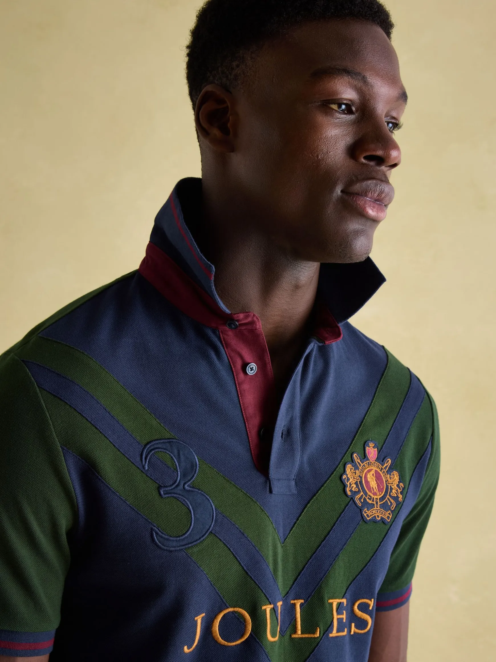 Embellished Green/Navy Classic Fit Polo Shirt