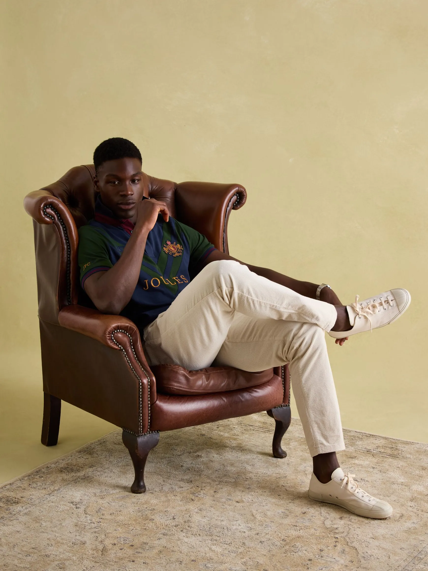 Embellished Green/Navy Classic Fit Polo Shirt