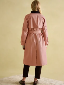 Epwell Pink Waterproof Belted Trench Coat