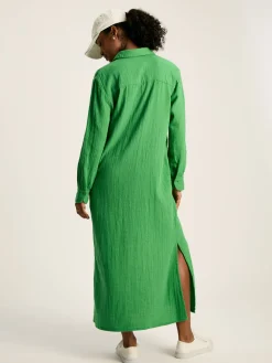 Erica Green Button Through Cotton Shirt Dress