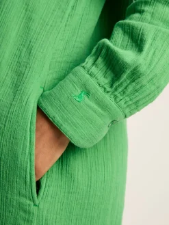 Erica Green Button Through Cotton Shirt Dress