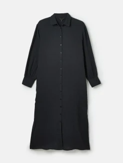 Erica Navy Button Through Cotton Shirt Dress