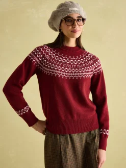 Eve Red Festive Fair Isle Jumper
