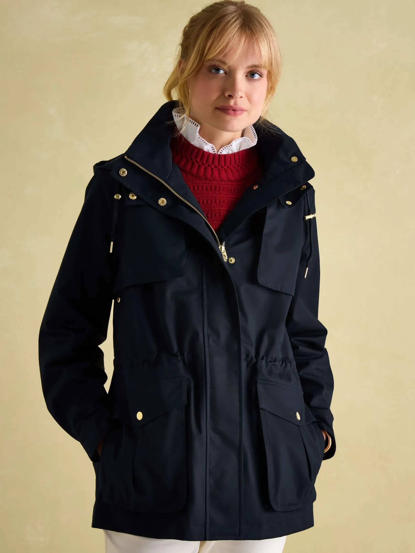 Fairford Navy Waterproof Raincoat with Hood