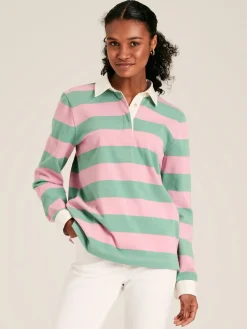 Falmouth Pink & Green Striped Cotton Rugby Shirt
