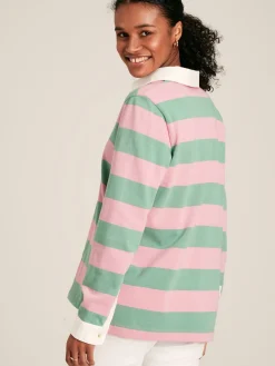 Falmouth Pink & Green Striped Cotton Rugby Shirt