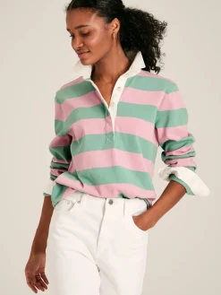 Falmouth Pink & Green Striped Cotton Rugby Shirt