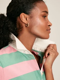 Falmouth Pink & Green Striped Cotton Rugby Shirt