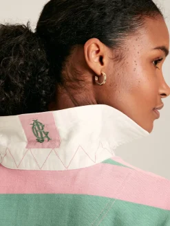 Falmouth Pink & Green Striped Cotton Rugby Shirt