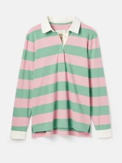 Falmouth Pink & Green Striped Cotton Rugby Shirt