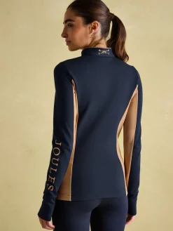 Faymere Navy Embellished Long Sleeve Top