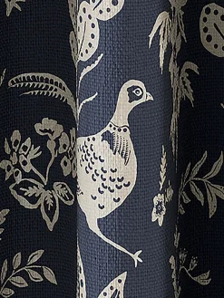 Festival Pheasants Set of 2 Navy Blackout Eyelet Curtains