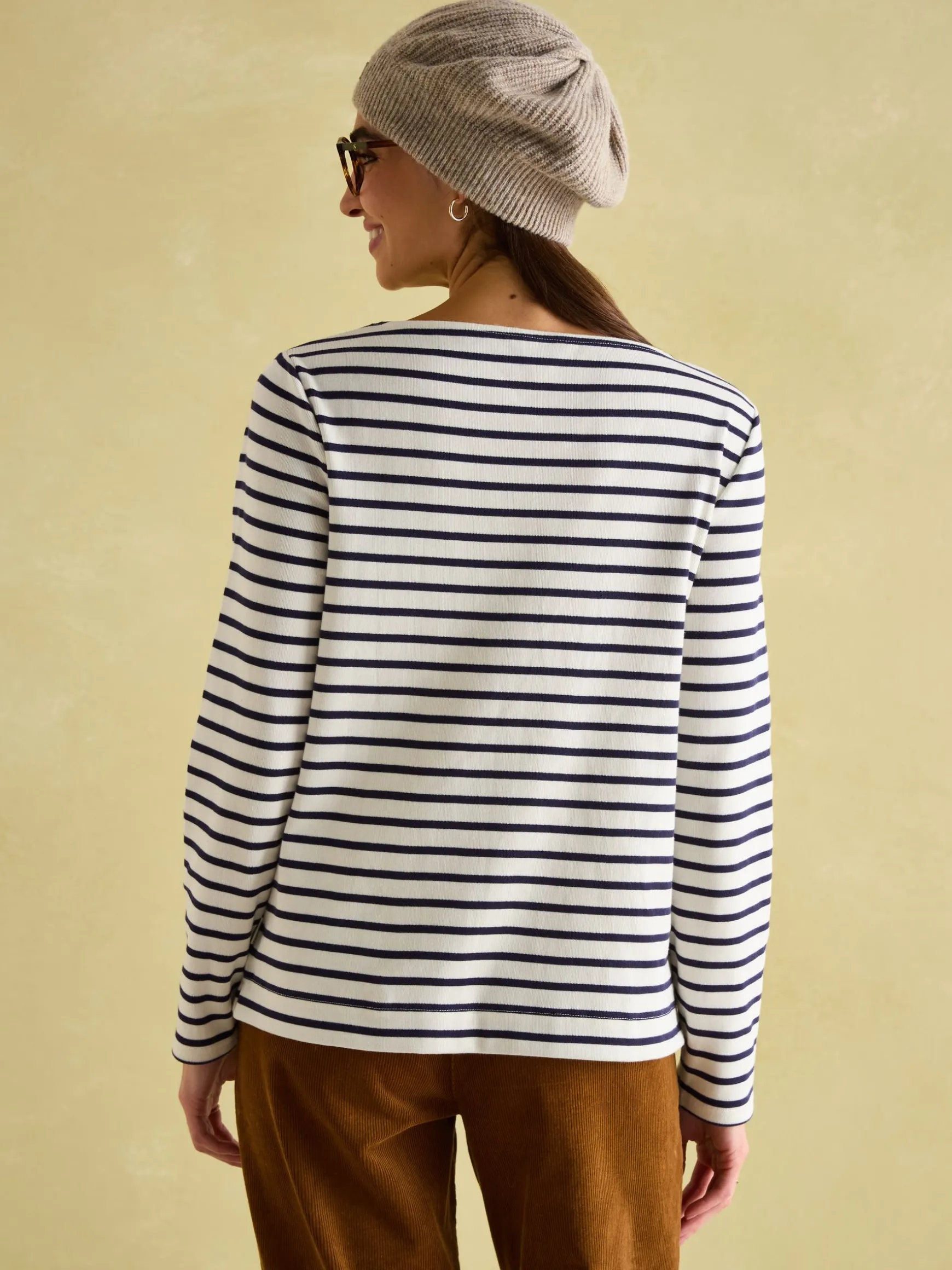 Festive Harbour Multi/White Boat Neck Breton Top