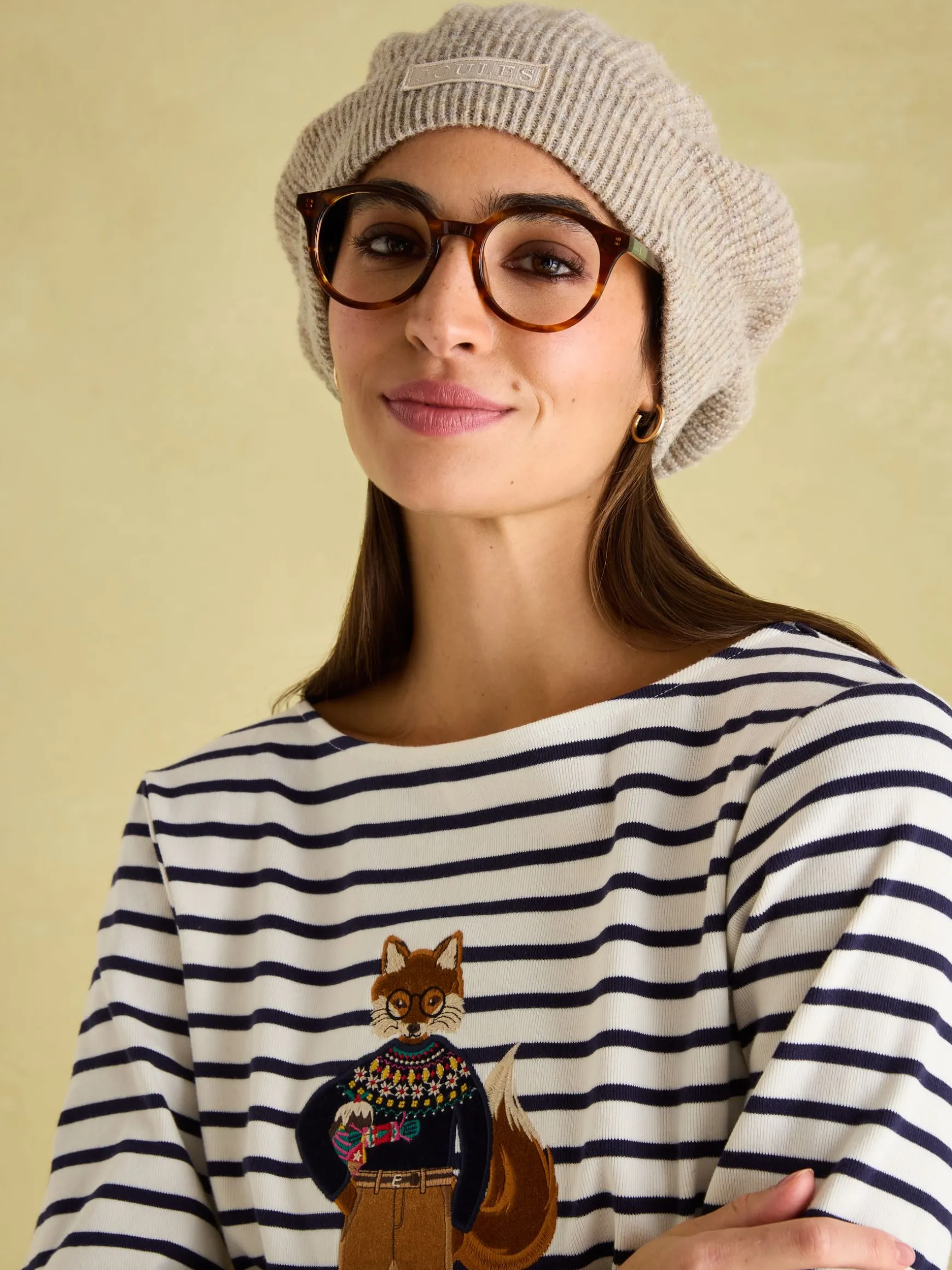 Festive Harbour Multi/White Boat Neck Breton Top