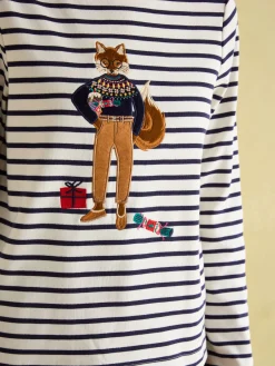 Festive Harbour Multi/White Boat Neck Breton Top